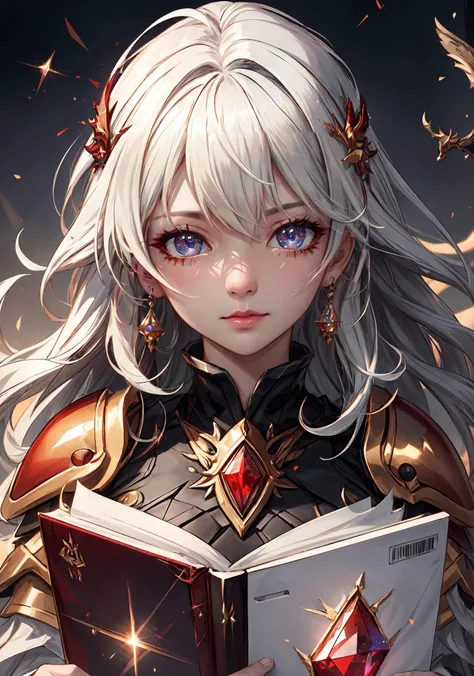 {{masterpiece}},illustration,best quality,extremely detailed CG unity 8k wallpaper,original,high resolution,oversized documents,portrait,{{{{{extremely delicate and beautiful girl}}}}},{{artbook}},{precise geometry},{{{fantasy}}},white hair,very long hair,gem hair,messy hair,floating hair,hair flowing in the wind,red eyes,beautiful detail eyes,jewel eyes,{{red crystal armor}},red crystal decoration,{{red crystal dragon}},{{red crystal}},fog,drifting ashes,breeze,ashes,casting spells,ice crystal magic,depthoffield,{lens flare},good lighting,{{{{ray tracing}}}},glittering,sparkling,dynamic angle,cinematic angle,, masterpiece,best quality,highly detailed,Amazing,finely detail,extremely detailed CG unity 8k wallpaper,score:>=60,, beautiful detailed eyes,Fine hair texture,