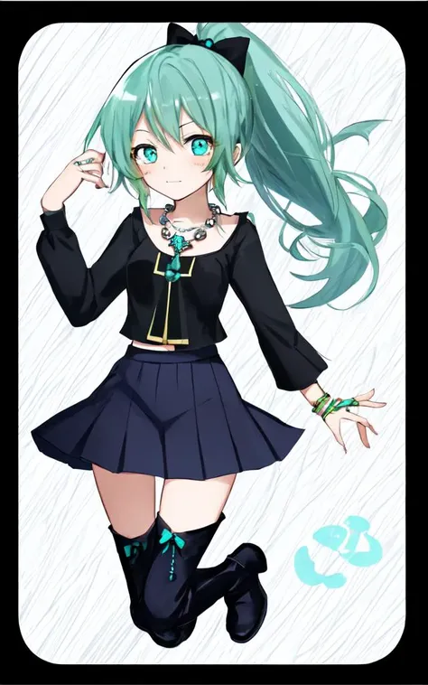 <lora:pstyle:0.25:lbw=ALL>, 1girl blush cute kuudere 16years old petite shiny hair [[gradient partially [silver:limegreen:0.1]:blueblack:0.2] turquoise folded ponytail ] multicolored hair eyeliner skindantation ;< +++ (serafuku blouse checked pleated_skirt) thigh_gap Martin_boots silver_cross_rosary_necklace ring