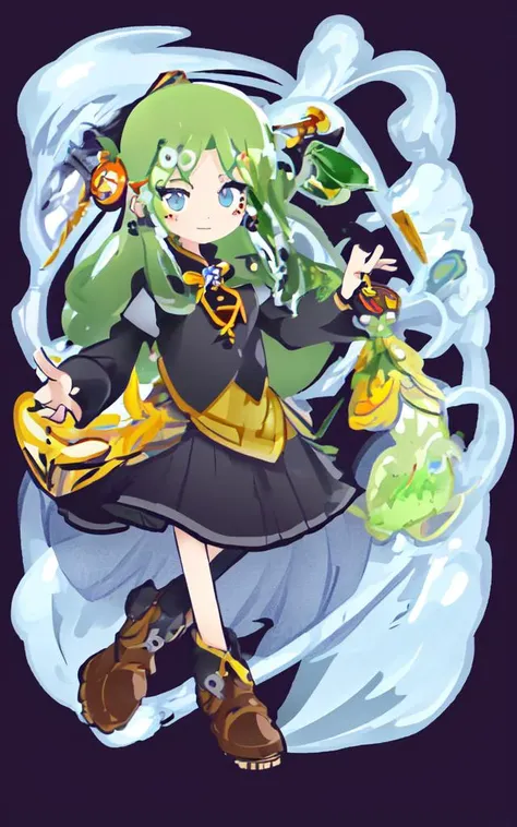 <lora:PStyleNoLine:1.0>, 1girl blush cute kuudere 16years old petite shiny hair [[gradient partially [silver:limegreen:0.1]:blueblack:0.2] turquoise folded ponytail ] multicolored hair eyeliner skindantation ;< +++ (serafuku blouse checked pleated_skirt) thigh_gap Martin_boots silver_cross_rosary_necklace ring