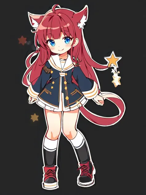 <lora:pstyle5A> style parody (thick outline:1.5), best quality, high detailed, Faint lips,UC:realistic, cinematic lighting petite 1girl red hair starry print eyes, seductive naughty smile school_Uniform Fullbody dynamic pose