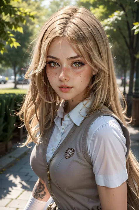 (masterpiece, best quality, high resolution:1.2), (seductive pose:1.2), (dynamic angle:1.2), detailed fantasy background,
casual photography, HDR, natural light, (anti-aliasing:1.2), elegant, soft scattered light, realistic proportions, limited palette, backlit, accent lighting, (neutral colors:1.3), cross process, cinematic lighting, coherent light, coherent shadows,
detailed face, detailed eyes, detailed skin, extremely detailed, intricate details, long hair, tattoo, realistic, freckles, lips, looking at viewer, solo, parted bangs, large breasts, thin waist, detailed breasts, <lora:shokuhou_misaki_v2:0.8> hmmisaki, 1girl, long hair, symbol-shaped pupils, +_+, large breasts, tokiwadai school uniform, sweater vest, short sleeves, white gloves, elbow gloves, pleated skirt, white thighhighs