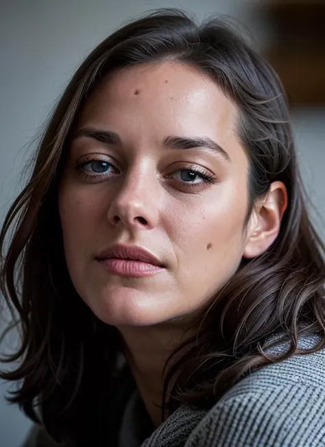 RAW photo of sks woman , natural lighting, 8k uhd, dslr, soft lighting, high quality, film grain, Fujifilm XT3, by Dominique Issermann, <lora:lora-small-marion-cotillard-v1:1>