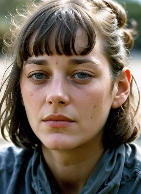 A stunning intricate color close up portrait of (sks woman:1) , wearing Maxi dress, epic character composition, sharp focus, natural lighting, subsurface scattering, f2, 35mm, film grain, , by Dorothea Lange, <lora:lora-small-marion-cotillard-v1:1>