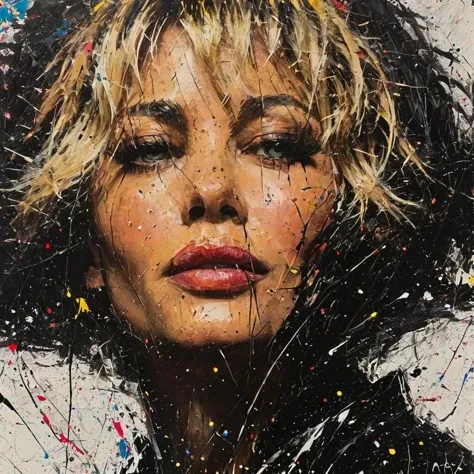 impactful paint of Meg Ryan, blonde hairs <lora:Pollock_2_0:0.8>, highly detailed, 8k, sharp, professional, clear, high contrast, high saturated, , vivid deep blacks, crystal clear