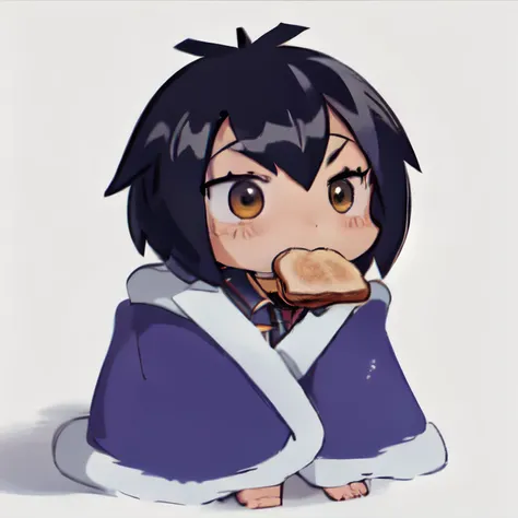 (masterpiece, best quality:1.2), highres, intricate details, 1girl, chibi, <lora:PeniLora:0.8>, peni parker, ahoge, <lora:toast-nvwls-v1:0.8>, toast in mouth, toast, <lora:cozyblanket-nvwls-v1:1.1>, cozyblanket, simple background