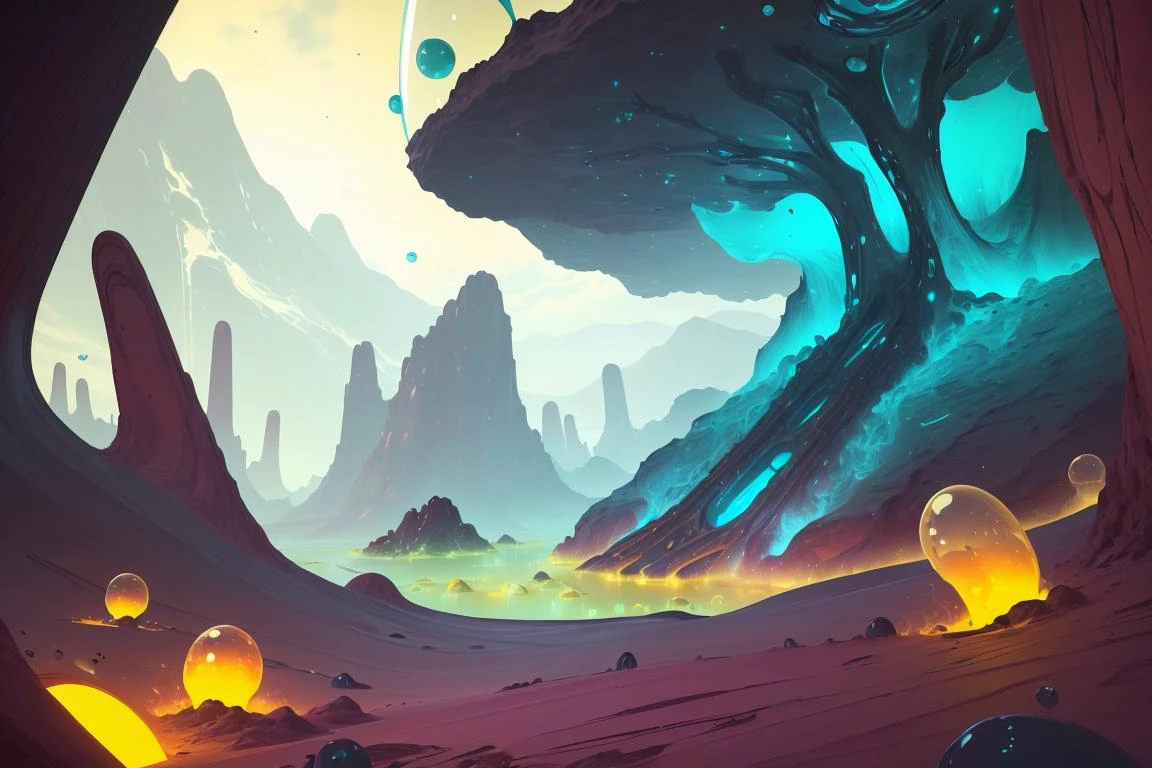 (steamy sulfur lands, natural hotssprings) , <lora:GelatinTech-20:0.8> gelatintech, see-through, transparent, scifi