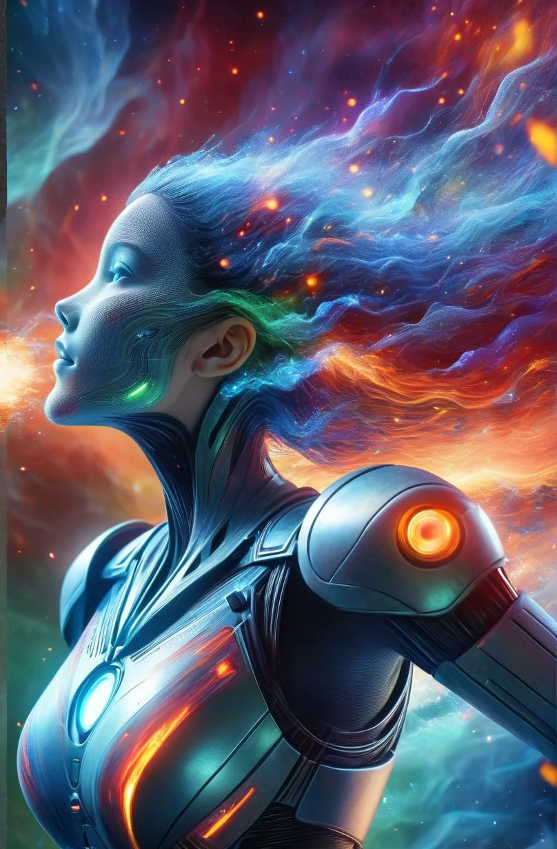 DonMD1g174l4sc3nc10nXL close-up a cyberwoman in a nebula, dynamic angle,cyberbio, cyberorganic, digitalize, slender, stunning, Burnt Orange, Bright Red, Olive Green, Teal Blue, ultra detailed, semirealistic, hdr, 8k, colorful, abstract, intense, epic pose, (fire:1.2),
<lora:DonMD1g174l4sc3nc10nXL:1>