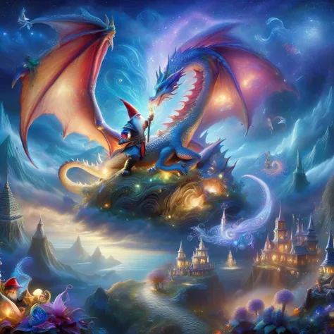 (best quality)++, (masterpiece)++, (detailed)+, elf on the shelf fighting a Dragon, (fantasy illustration)1.3, enchanting Dragon, elf on the shelf, mystical design, (many gnomes)1.4 (whimsical charm).4 Otherworldly charm, mystical sky, (Luis Royo)1.2, (Yoshitaka Amano)1.1, moonlit night, soft colors, (detailed cloudscape)1.3, (high-resolution)1.2 (gnomes everywhere)1.2 , <lora:DonM3t3rn1tyXL-v1.1:0.8> DonM3t3rn1tyXL <lora:DonMD1g174l4sc3nc10nXL:0.8> DonMD1g174l4sc3nc10nXL <lora:Dragons:0.8> dragon <lora:EnvyMagicalXL01:0.8> magical <lora:FantasyLandscape:0.8> FanLan