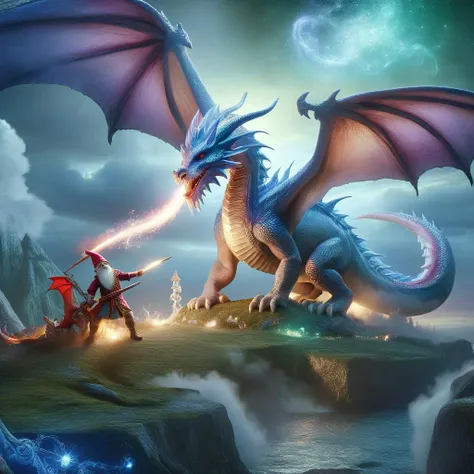 Fujifilm quality photograph (best quality)++, (masterpiece)++, (detailed)+, elf on the shelf fighting a Dragon, (fantasy illustration)1.3, enchanting Dragon battle elf on the shelf, mystical battle, (many gnomes battling)1.4 (whimsical charm).4 Otherworldly charm, mystical sky, (Luis Royo)1.2, (Yoshitaka Amano)1.1, moonlit night, soft colors, (detailed cloudscape)1.3, (high-resolution)1.2 (gnomes battling everywhere)1.2 , <lora:DonM3t3rn1tyXL-v1.1:0.8> DonM3t3rn1tyXL <lora:DonMD1g174l4sc3nc10nXL:0.8> DonMD1g174l4sc3nc10nXL <lora:Dragons:0.8> dragon
