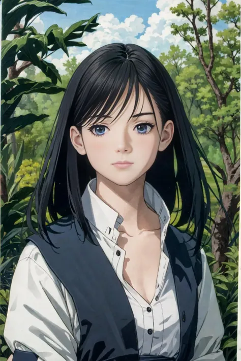 masterpiece, highres, detailed, 1girl,cute witch,black hair, black dress, forest, cat, perfect body, detailed face, detailed eyes, ultra detailed, solo, shinkiro style , realistic <lora:GoodHands-beta2:1> <lora:ShinkiroStyle:1>