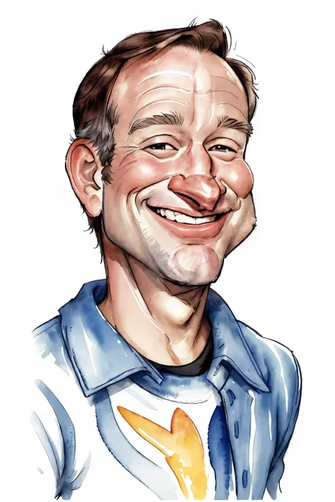 Robin williams,portrait,happy512,watercolor,<lora:GOTCHA_V0.01:0.4>,