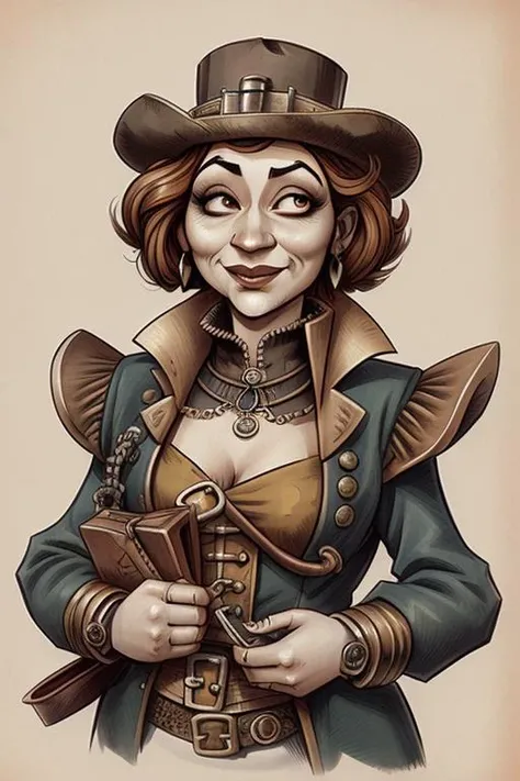 female steampunk merchant portrait <lora:GOTCHA_V0.01:0.4>