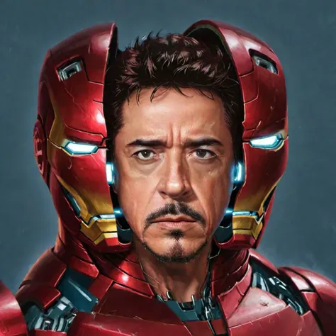 Split head Tony Stark inside Iron man