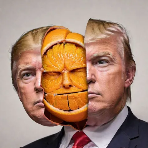 Split head Sliced Orange inside Donald Trump