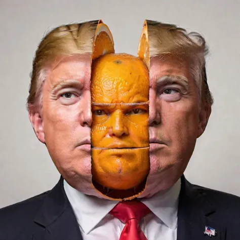 Split head Sliced Orange inside Donald Trump