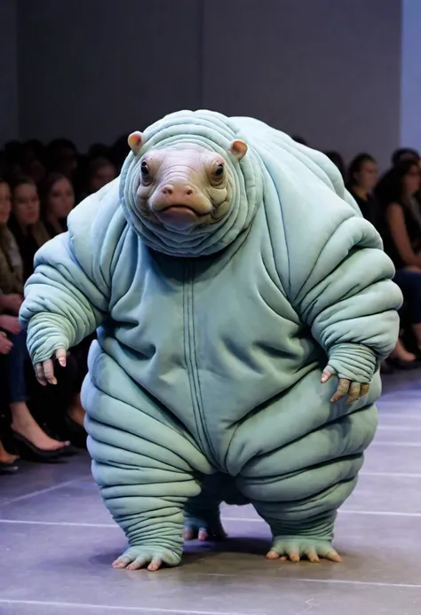 Tardigrade, doing a catwalk in a fashion show