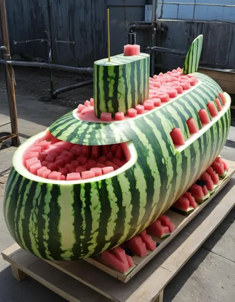 A Submarine made from watermelon