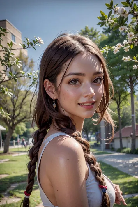 (Upside-Down French Braid Hairstyle), adorable, 1 girl, (face to face), 10 years old, baby face, happy, half body portrait, (face details: 1), (eye details:1), ((big breasts)). wearing transparent transparency long shirt, .. Cute posed. proportional body. Ultra High Res. realistic: 1.4, UHD,