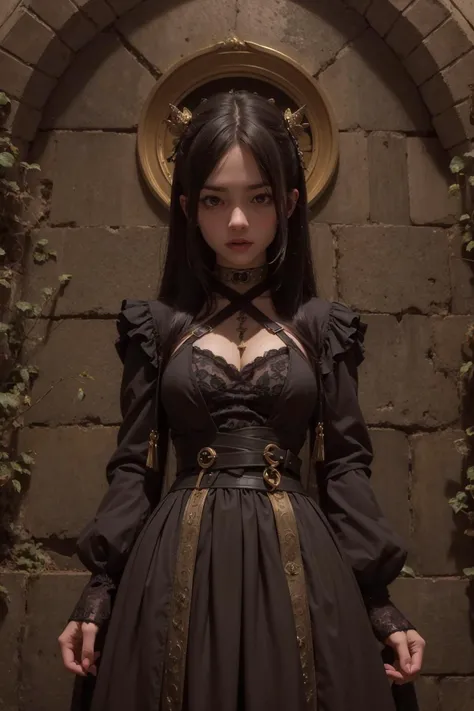 (masterpiece), (best quality:1.2), absurdres, [:intricate details:0.2], 1girl, a medium shot photo of a fearful necromancer, intricate, high detail, dramatic, dungeon,