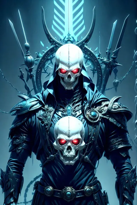 <(masterpiece, realistic:1.3), (extremely intricate:1.2, (better quality:1:1)> <lora:NecromancyAI:1> NecromancyAI android, cyborg, stronger body, Skull android, upper body:1.4 <lora:AndroiDD-02:1> NecromancyAI