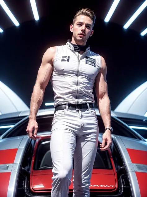 (1man, {muscular|masculine|thin} adult {__race__|} male:1.2), __eyecolor__ eyes, __hair-color__ hair, __hair-male__, race 1980s synthwave on huge spaceship