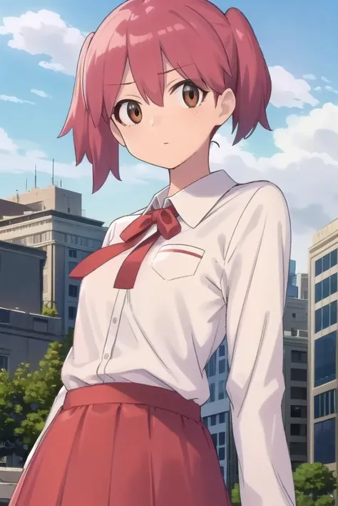 natsumihinata, <lora:natsumi hinata movie-lora-nochekaiser:1>,
natsumi hinata, short hair, twintails, pink hair, (brown eyes:1.5),
BREAK shirt, long sleeves, white shirt, collared shirt, ribbon, red ribbon, skirt, grey skirt,
BREAK outdoors, city, sky, clouds, sun, buildings, crowd, people,
BREAK looking at viewer, (cowboy shot:1.5),
BREAK <lyco:GoodHands-beta2:1>, (masterpiece:1.2), best quality, high resolution, unity 8k wallpaper, (illustration:0.8), (beautiful detailed eyes:1.6), extremely detailed face, perfect lighting, extremely detailed CG, (perfect hands, perfect anatomy),
