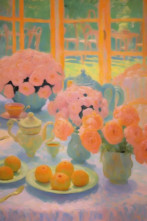 <lora:Pierre Bonnard Style:1>Pierre Bonnard Style - Impressionistic Oil Painting in the style of Cuno Amiet, A place of gods under sea Ultra Detail Surreal, beautiful lavish Shining pastel Color high end floral, beautiful color, theme is French Imperial Garden Tea Time delicate blooms, high resolution, a sweet and happy place, sacred, beautiful, fantastic and warm, healing sunlighting