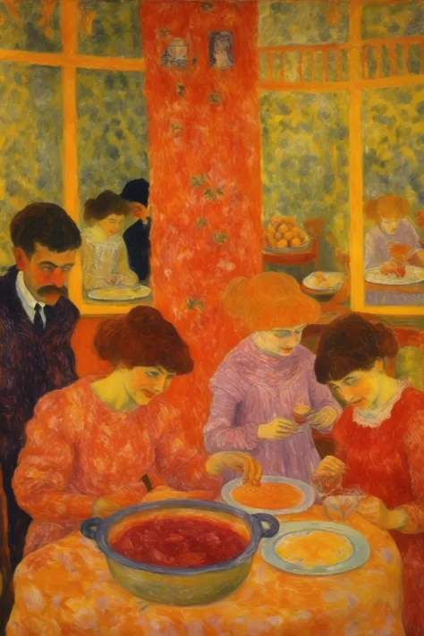 <lora:Pierre Bonnard Style:1>Pierre Bonnard Style - borscht party