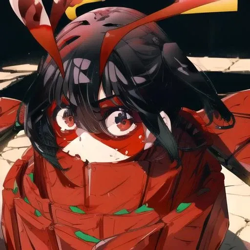 (masterpiece:1.1), (best quality:1.1), 1girl, Real light and shadow, anime face, 4k, 8k, wallpaper, epic, detail texture, (8k uhd, masterpiece, best quality, high quality, absurdres, ultra-detailed, detailed background), <lora:yomotsuki_hinako-vs2:1> yomotsuki hinako, 1girl, solo, black hair, red eyes, hair between eyes, armor, antennae, bangs, arthropod girl, twintails, red armor, arthropod limbs, short hair, upper-body