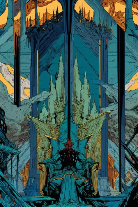 huge monsters, sit on throne, by kilian eng