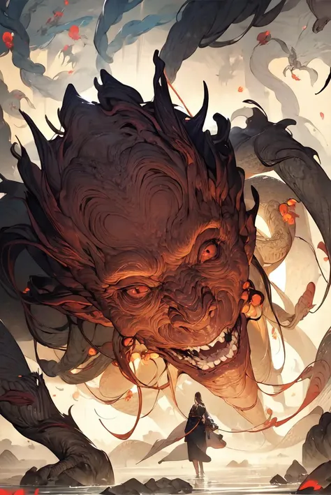 1girl,<lora:monster:0.45>monster,
Zen Joy Painting,Circular Deities,Twisted Lines,Complicatedly Entangled,
(masterpiece,best quality, official art, beautiful and aesthetic:1.2),
depth of field,<lora:gufeng:0.3>