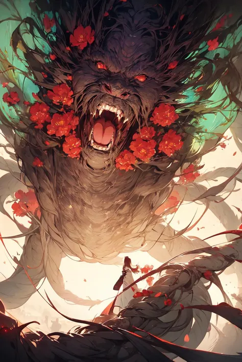 1girl,<lora:monster:0.45>monster,
Zen Entwining Art,Sanskrit Flower Wreath,Interwoven Lines,Twisted and Knotted,
(masterpiece,best quality, official art, beautiful and aesthetic:1.2),
depth of field,<lora:gufeng:0.3>