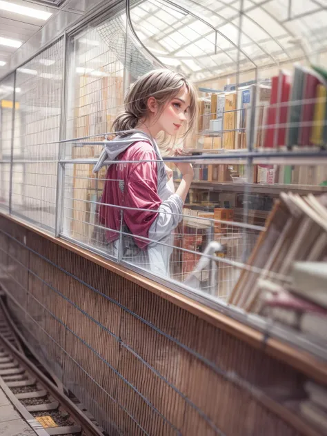 Masterpiece,best quality,ultra-detailed illustration,
1girl,sneakers,fashion style,long legs,depth of field,a melancholy mood,
<lora:lit:0.2>,full body,
lib_bg,big,depth of field,<lora:libbg_v16:1>,in the library of the train station,the door to a different world,universe,top view,bird bird map,