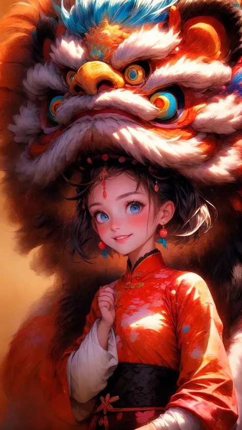 masterpiece,best quality,intricate,aesthetic,detailed face,subsurface scattering,looking at viewer,
lion_dance,1girl,photo of a cute girl,full body,light smile,charming,20yo,Fringe Hair.Newly washed hair,Electric blue hair,colorful,paint splatter,
<lora:add_detail:1>,<lora:2023-05-23_150244:0.8>,<lora:md2034:0.4>,