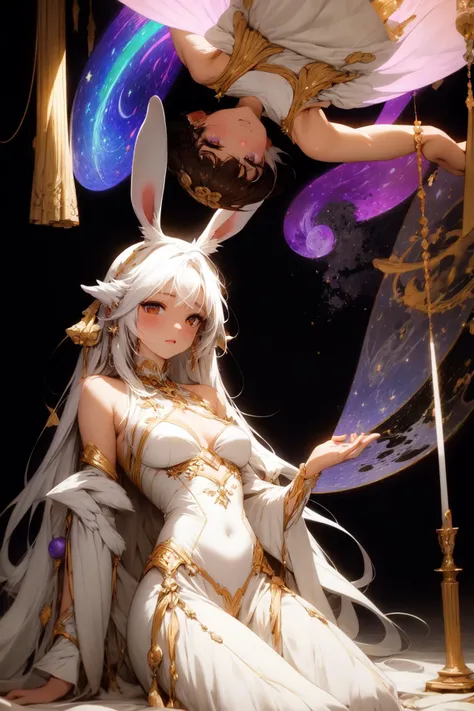 ((best quality, masterpiece, absurbres)) Rabbit, Lunar Mirage, Nebulous Tapestry, Celestial Whispers, Astral Enigma, Dimensional Harmony