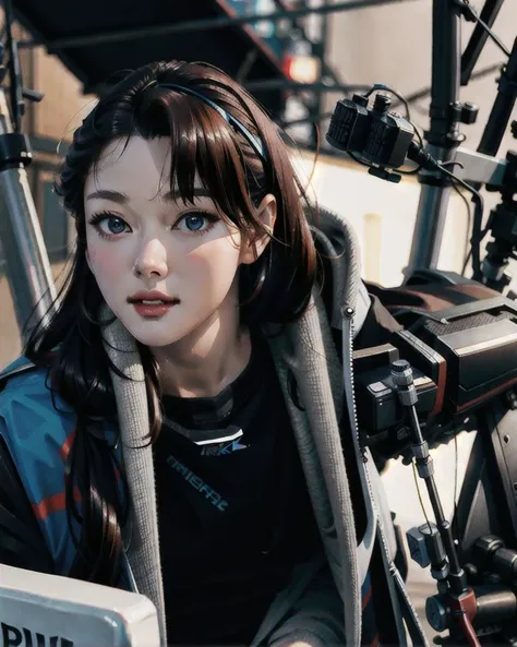 Masterpiece, best quality, uhd, 8k resolution, best light, realistic, detailed background, detailed face, detailed hands, full body, 1girl,  elegant girl from cyberpunk korean world,  <lyco:Kim Yoo Jung (Korean Idol):1.0>, BikerC