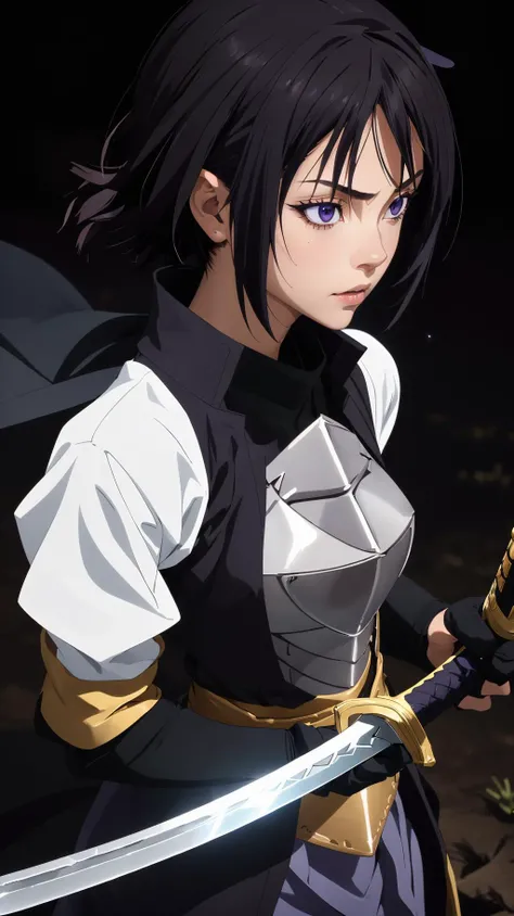 1girl, dark background, ((((dim lighting)))), realistic, <lora:Hinata SakaguchiV2:0.8> Hinata Sakaguchi, holding sword,