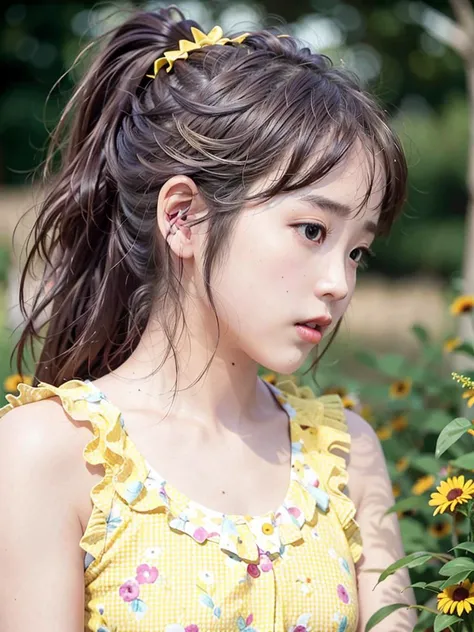photorealistic,realistic, solo, photorealistic, best quality, ultra high res,
blonde hair in a ponytail, wearing a yellow sundress, breeze blowing through the grass,
beautiful, masterpiece, best quality, extremely detailed face, perfect lighting, solo,1girl,
best quality, ultra high res, photorealistic,
ultra detailed,
masterpiece, best quality,
<lora:iu__v2:0.8>,iu1,