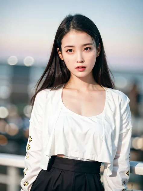 photorealistic,realistic, solo, photorealistic, best quality, ultra high res, (skin spots:0.1)


serious expression, , standing against a city skyline at night,business suits,shirts,Suit skirt
beautiful, masterpiece, best quality, extremely detailed face, perfect lighting, solo,1girl,

best quality, ultra high res, photorealistic,
ultra detailed,
masterpiece, best quality,
<lora:iu_V35:1>, iu1