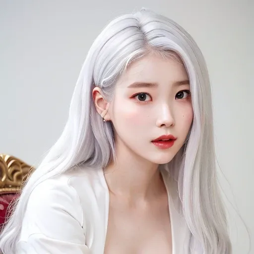 ulzzang-6300:1.3), (modern-hanbok:0.8), (iu1:1.1), graceful sitting pose), wearing traditional attire, (full-body:1.3), (sleek white hair:1.5), historical palace scenery, (serene expression), gentle smile, RAW, 8k, incredibly detailed facial close-up, extraordinary quality, realistic, photorealistic, rich colors, ultra-detailed, 1girl, solo, seated portrait, (best illustration)
<lora:taiwanDollLikeness_v10:0.1>, <lora:iu_V35:1>, (naked:1), (big boobs),