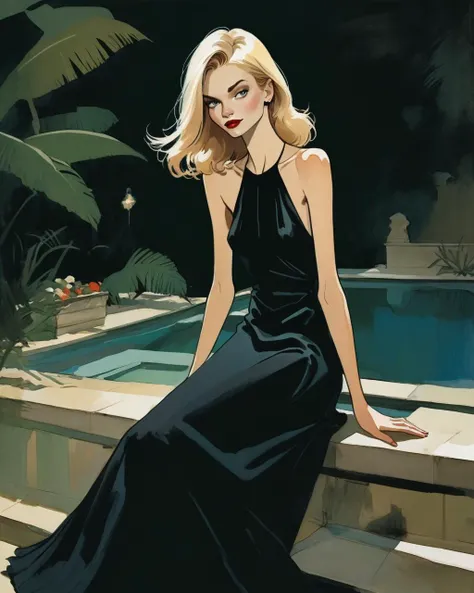 illustration by Eddie Campbell, a girl sasha luss, long dress, <lora:add-detail-xl:2>, <lora:Randommaxx_merge_v1.1_lora_fp16:1,5>Eddie Campbell