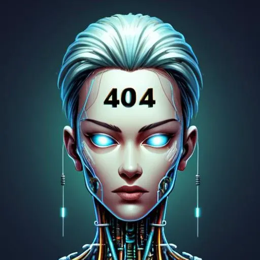 CYBER HEAD, with A text "404 A.I. NOT FOUND", style_brush,<lora:Harrlogos_v1.1:0.8> 404 ai not found