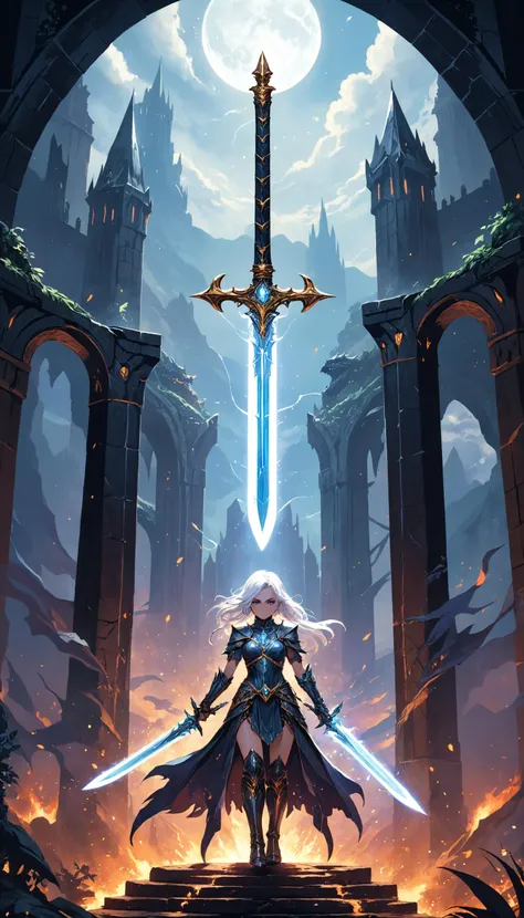 2D Game Art In a realm of dragons and knights, Elara wielded the Celestial Sword, vanquishing the dark sorcerer (woman) Malakar. The kingdom rejoiced; harmony restored, legends born., 2D Game Art, often for platformers, pixel art, or side-scrolling games.