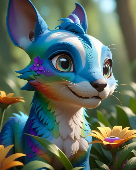 cinematic film still of strybk, A close up surreal cute little rainbow baby (dragon|cat:0.5), detailed face, rainbow glittering skin scales, big detailed reflective eyes, detailed scales, hyperdetailed, intricated, fantasy, iridescent scales, multicolored flowers, rainbow, filigree details, intricated background, labradorites, by Peter Mohrbacher, artstation, dramatic lighting from left, 32k, UE5, octane render, 3d digital painting, concept art, bright colors, centered, kids story book style, muted colors, watercolor style, <lora:add-detail-xl:2>, <lora:Randommaxx_merge_v1.1_lora_fp16:1.5>, shallow depth of field, vignette, highly detailed, high budget, bokeh, cinemascope, moody, epic, gorgeous, film grain, grainy, shallow depth of field, vignette, highly detailed, high budget, bokeh, cinemascope, moody, epic, gorgeous, film grain, grainy