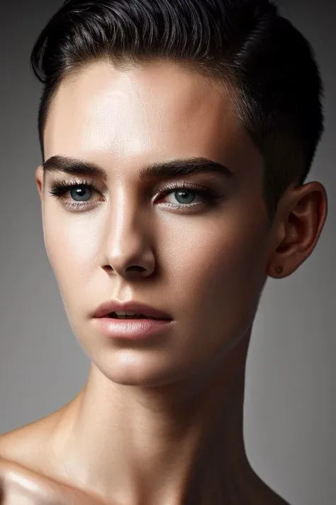 vnk, full color portrait of woman, (oiled shiny skin:1.0), (slick undercut hair:1.0),
masterpiece, best quality, sharp focus, 8k highres, ultra-detailed, rim light, (grey background:1.0),
<lora:CR-VanessaKirby-frankyfrank2k:1>