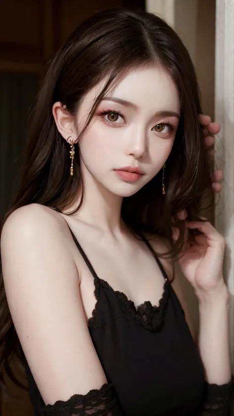 (masterpiece,best quality, ultra realistic,), looking at viewer, closed mouth, lips, 1girl, solo, long hair, black hair, portrait, lady, brown eyes,((tutuzz)), <lora:tutuzz:0.75>
