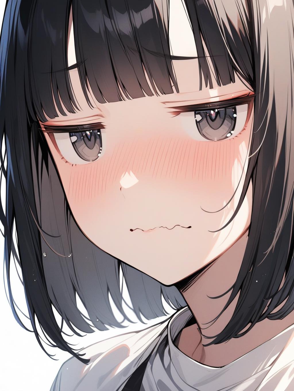 A close up of a girl with a black hair and a white shirt - SeaArt AI