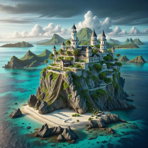 <lora:Holy_Castle:1> island