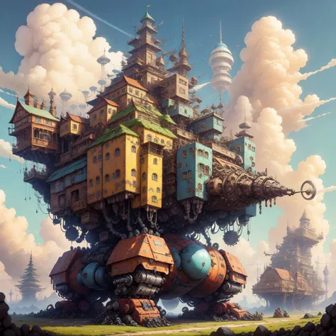 <lora:StackedCityAI:1> StackedCityAI battle mech , ghibli style