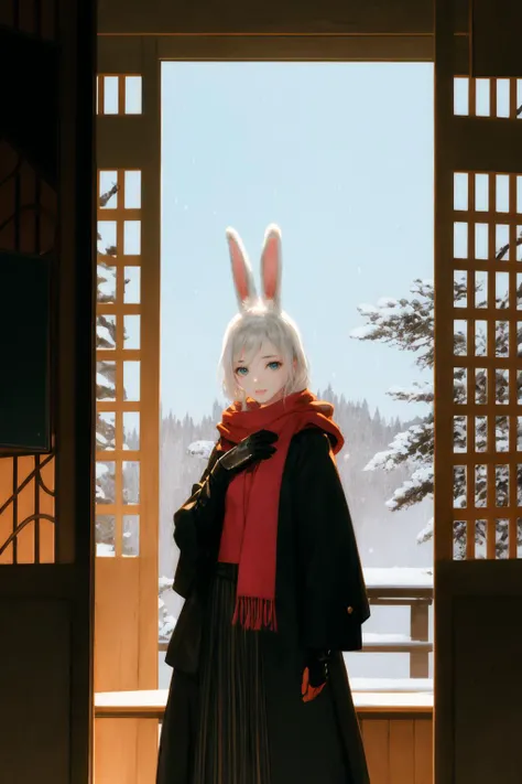 **kawaii girl, ++solo+, ++best quality, ++illustration\\, ++splendid//, ++minor//, ++wind//, ++perfect composition//,++gallant/, ++remnants//, ++morbid-//, ++occult//, ++deadly--, ++gloves^, **night view^\, ++ephemeral girl//, enthusiast, bewitching, *kawaii girl//, *light leaks\\, ++wind//, ++ink splashing, ++upper body, *stand still, ++outline//, ++character focus//, ++absurdly long hair, ++white hair//, ++bow, \+fluffy//, ++detailed eyes//, hoodie, ++detailed sky, ++rabbit*, ++rabbit*, scarf, ++illustration\\, ++booth//, ++booth//, ++booth//, ++illustration\\, ++illustration\\, ++illustration\\, ++illustration\\, ++best quality, ++best quality, ++best quality, ++best quality*, ++japanese//, snow, twilight, <lora:ChineseV3:1>